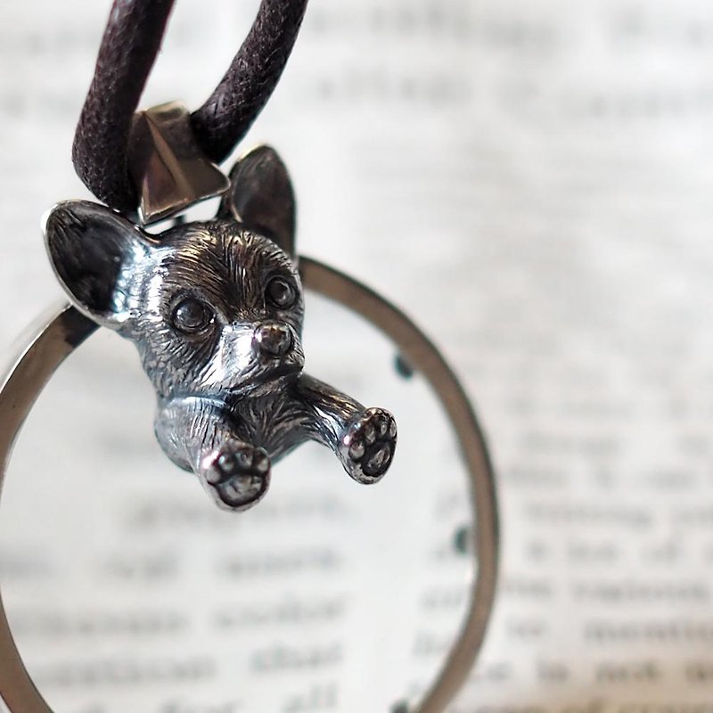 チワワの犬ルーペペンダント - 项链 - 纯银 银色