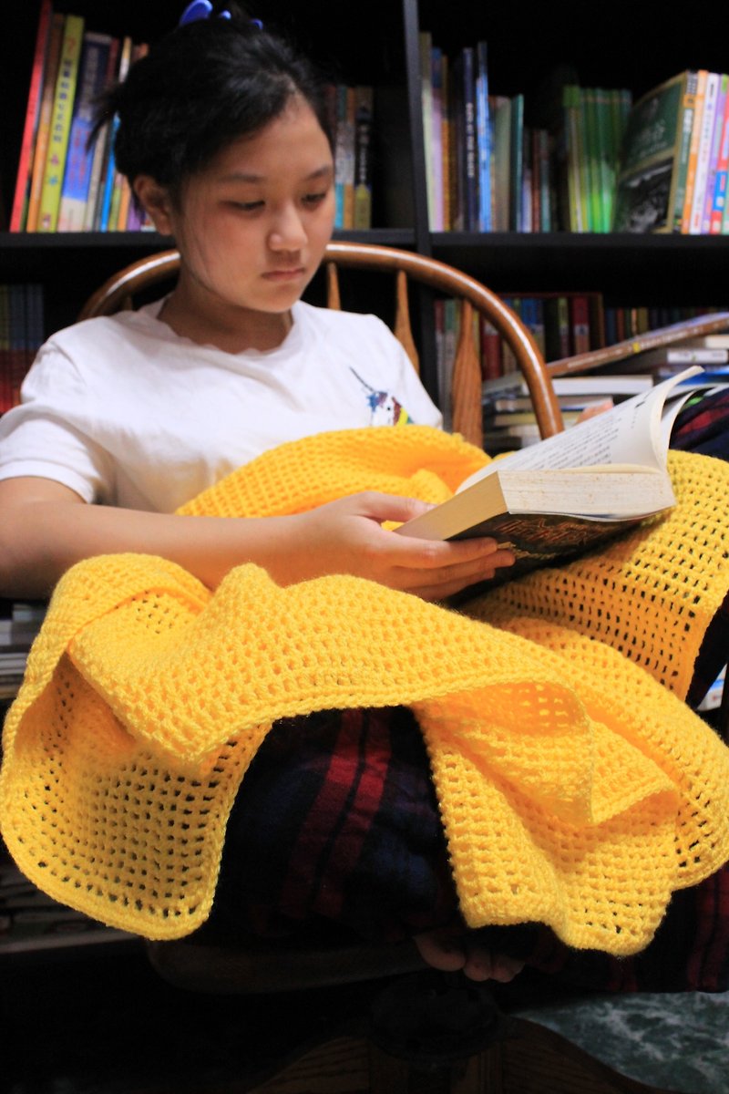 外婆的手工毛毯  明亮愉快的黄色 - 被子/毛毯 - 压克力 