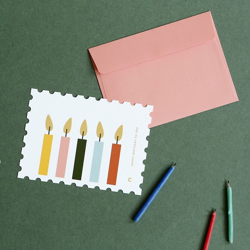 邮票造型卡片信封组-10 生日蜡烛,E2D13332 - 卡片/明信片 - 纸 多色