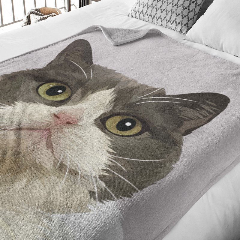 定制化宠物写实风格绘图毛毯咕𠱸 猫狗订制毛毯被子 - 被子/毛毯 - 其他材质 多色
