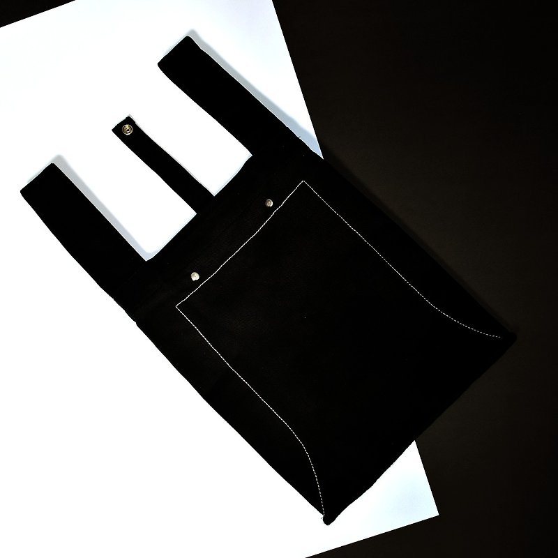 环保购物袋 (M)_黑 - 侧背包/斜挎包 - 棉．麻 黑色