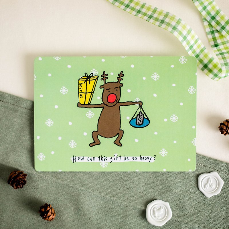 麋鹿先生/圣诞明信片 - 卡片/明信片 - 纸 绿色