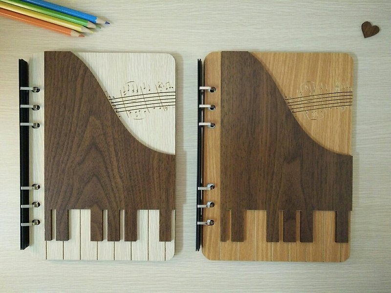 【教师节礼物】A5两片活页6孔笔记本─立体钢琴 - 笔记本/手帐 - 木头 咖啡色