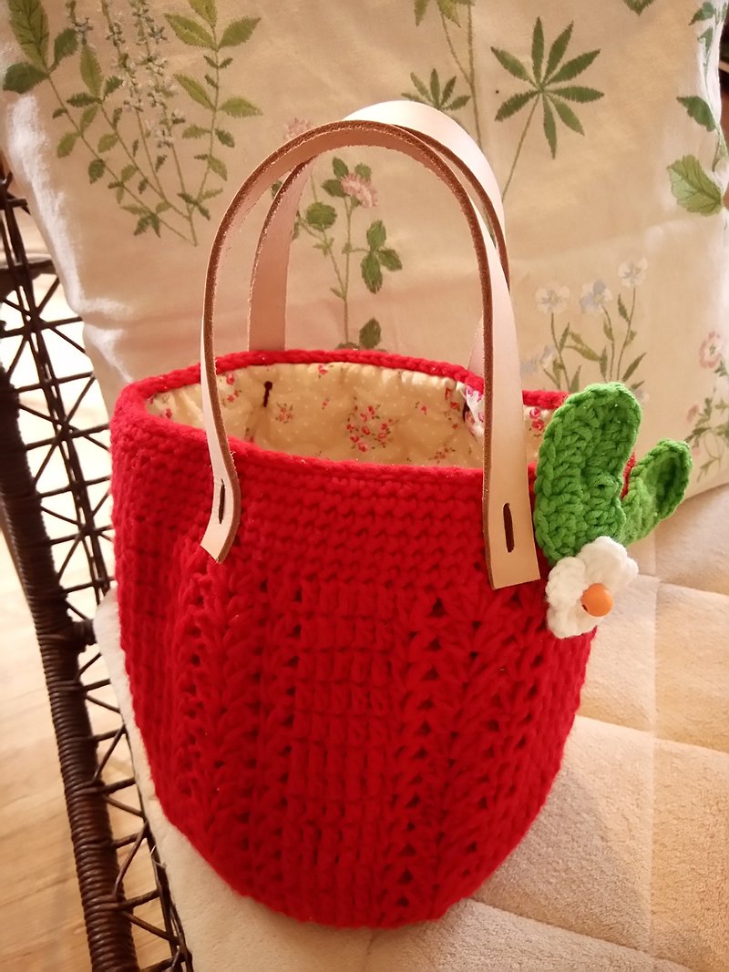 maruna  APPLE手织提袋 - 手提包/手提袋 - 聚酯纤维 红色