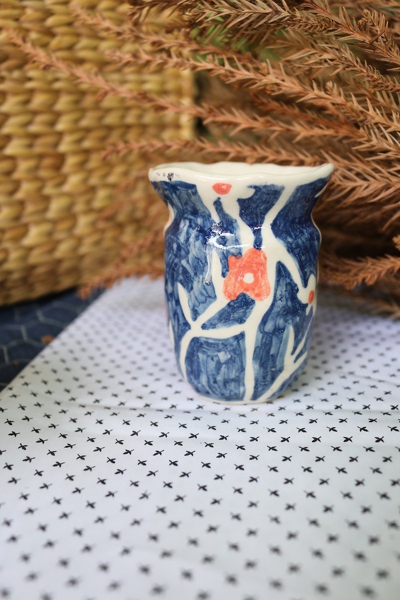 Ceramic Vase blue flowers  - 花瓶/陶器 - 陶 蓝色