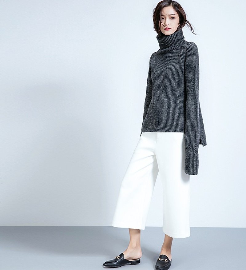 【现货】结构毛衣 - 女装针织衫/毛衣 - 聚酯纤维 灰色