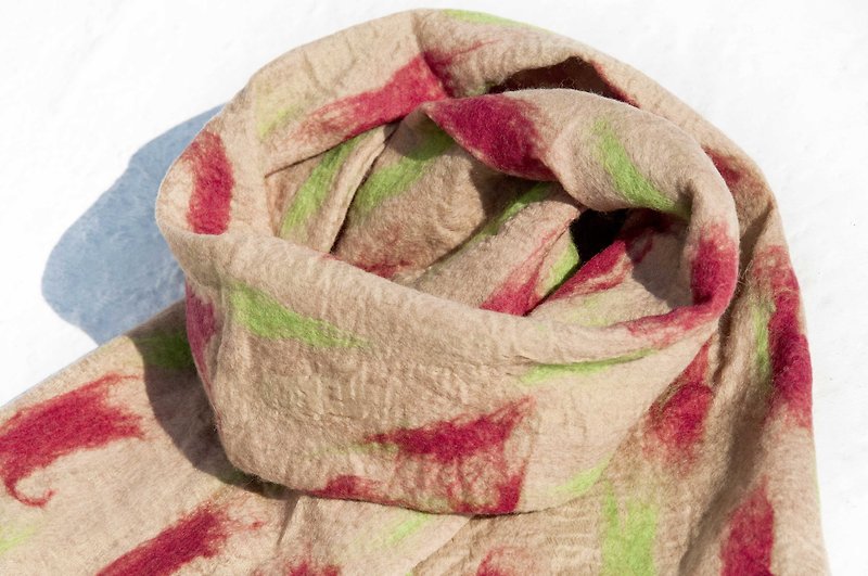 手工羊毛毡丝巾/湿毡丝巾/水彩艺术感围巾/羊毛围巾-摩洛哥沙漠 - 丝巾 - 羊毛 多色