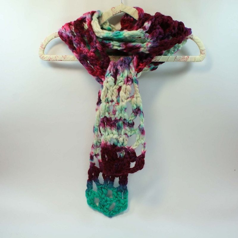 针织 手织围巾-纯羊毛05 - 围巾/披肩 - 羊毛 红色