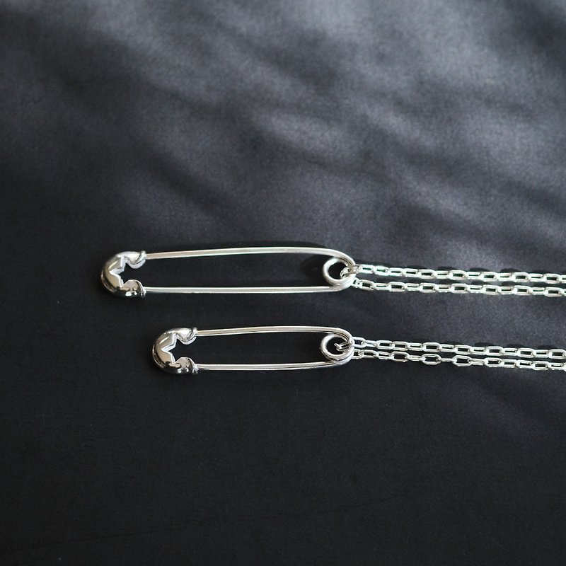 2コset) 安全ピン ペア ネックレス ブローチ シルバー925 - 项链 - 其他金属 银色