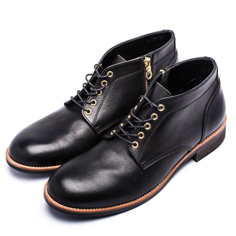 ARGIS 日本圆头查卡中筒靴 #22236黑 -日本手工制 - 男款休闲鞋 - 真皮 黑色