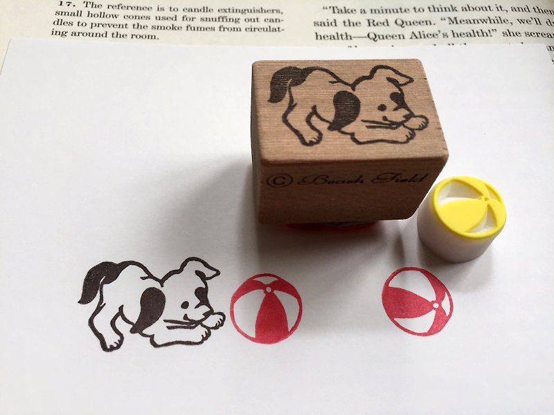 犬のスタンプとボールの消しゴムはんこ - 印章/印台 - 其他材质 咖啡色