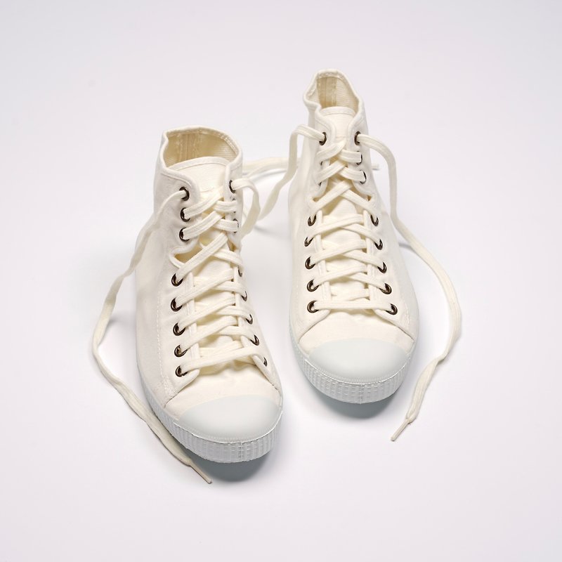 西班牙帆布鞋 CIENTA 61997 05 白色 经典布料 大人 高筒 - 女款休闲鞋 - 棉．麻 白色