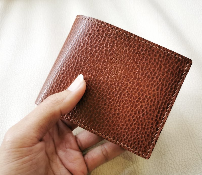 Bi-fold Wallet Men / Short Wallet - Dollaro Italy Veg Tanned Leather - 皮夹/钱包 - 真皮 咖啡色