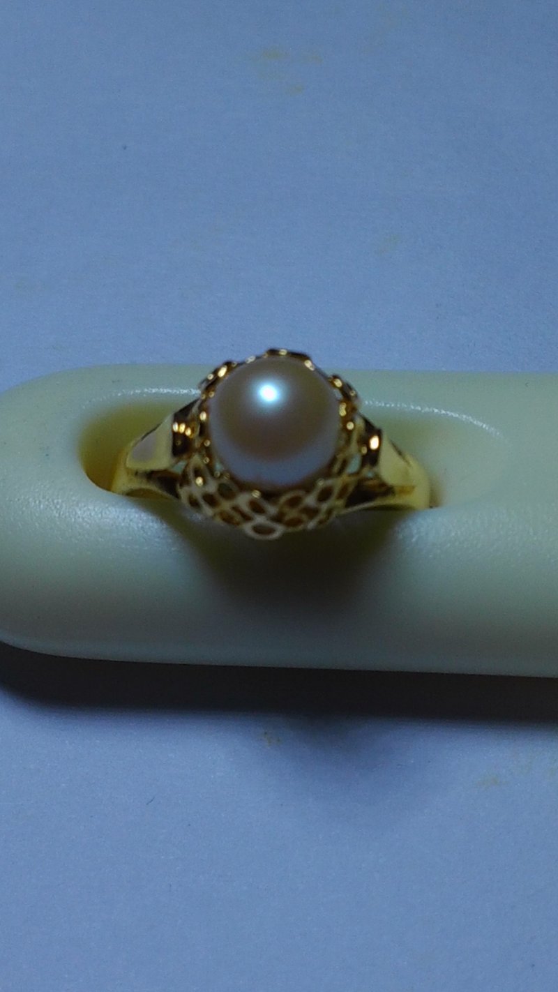 日本珍珠加轻薄包金介子 - 戒指 - 其他金属 金色
