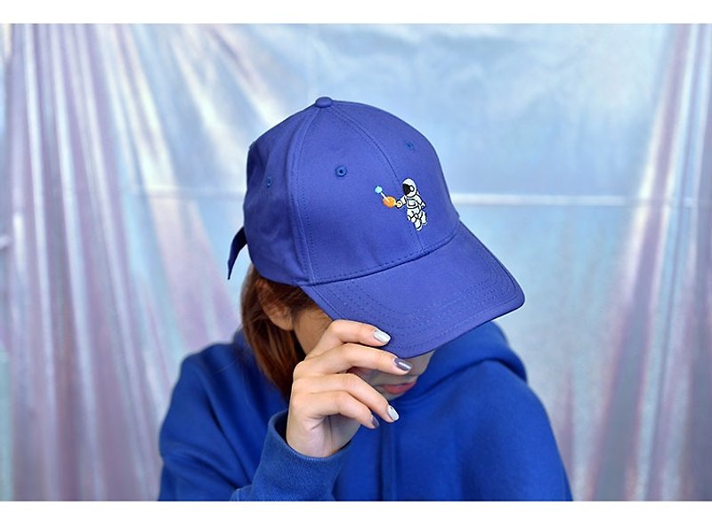 KIITOS I WANT TO宇宙主题原创纯棉刺绣棒球帽--宇航员款 - 帽子 - 棉．麻 蓝色