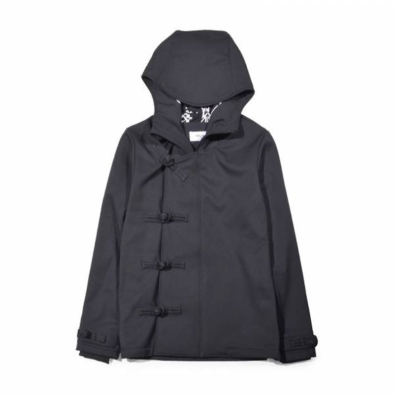 oqLiq - Root - 三层贴中国结风衣外套 - 女装西装外套/风衣 - 聚酯纤维 黑色