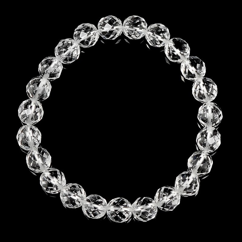 【正佳珠宝】白水晶 极品钻切角度 8mm 白水晶手珠 - 手链/手环 - 水晶 