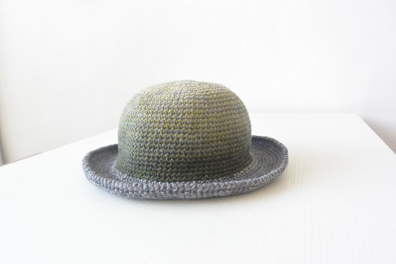 手作编织圆顶帽 - 绿 - 帽子 - 羊毛 绿色