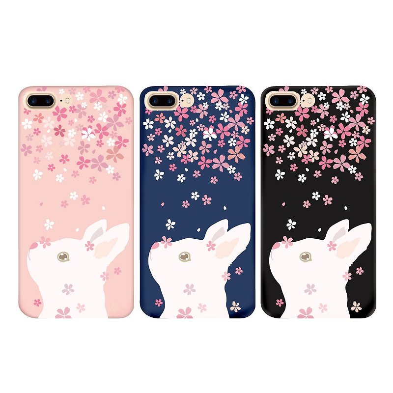 三色樱花与白兔小姐手机壳 - 手机壳/手机套 - 硅胶 多色