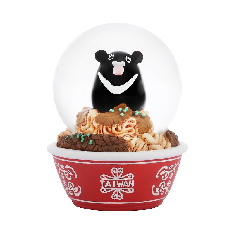 台湾意象-黑熊牛肉面 水晶球摆饰 生日圣诞交换礼物 台湾伴手礼 - 摆饰 - 玻璃 