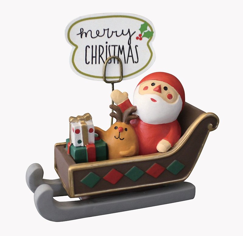 【日本Decole】圣诞限量款★圣诞老公公雪橇礼物卡片夹 - 摆饰 - 其他材质 多色
