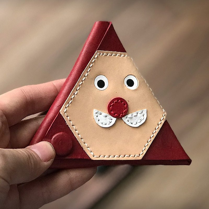 耶诞老人 造型三角零钱袋 - 零钱包 - 真皮 红色