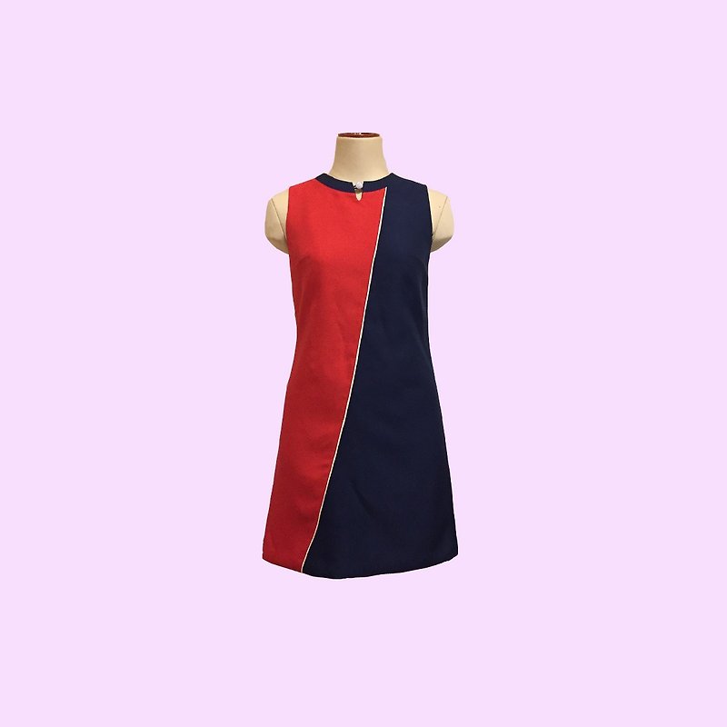 retro one-piece dress vittoria2 - 洋装/连衣裙 - 聚酯纤维 红色