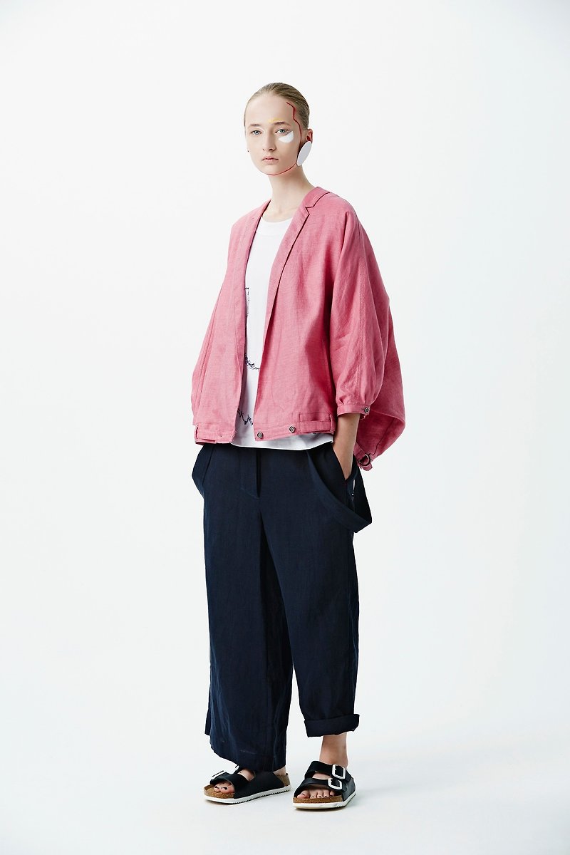 ZUO - 禅风感改良式连袖西装外套 - 女装西装外套/风衣 - 棉．麻 粉红色