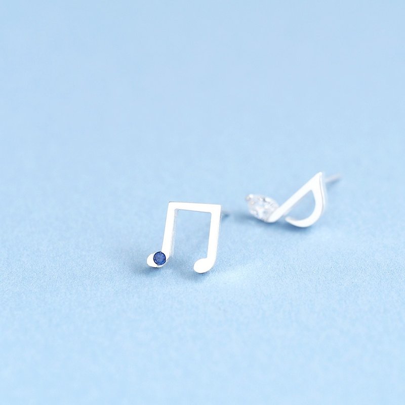 White 音符 ピアス シルバー925 - 耳环/耳夹 - 其他金属 蓝色