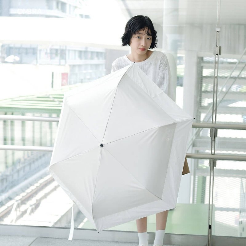 【SONAERU / 晴雨两用 手开折伞】附求救口哨 安全反光条 - 雨伞/雨衣 - 防水材质 白色