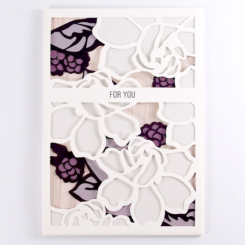 罗曼紫覆盆子缠绕着花【Up With Paper Luxe-立体切割卡 多用途】 - 卡片/明信片 - 纸 粉红色