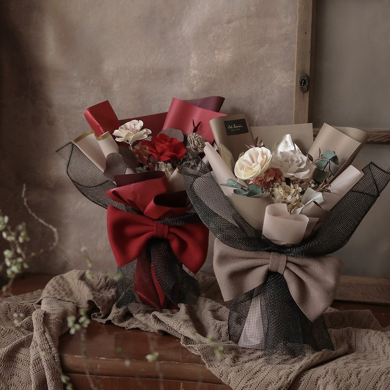 【遇见恒久】美拉德系列永生玫瑰情人节花束 共5款 - 干燥花/捧花 - 植物．花 