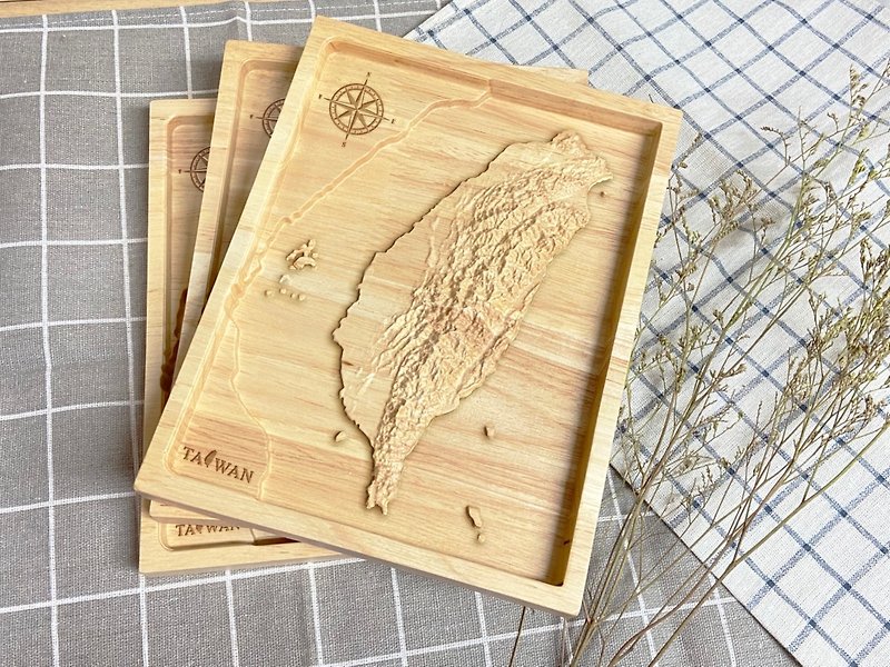 原木3D立体台湾地图-小尺寸摆饰 - 摆饰 - 木头 