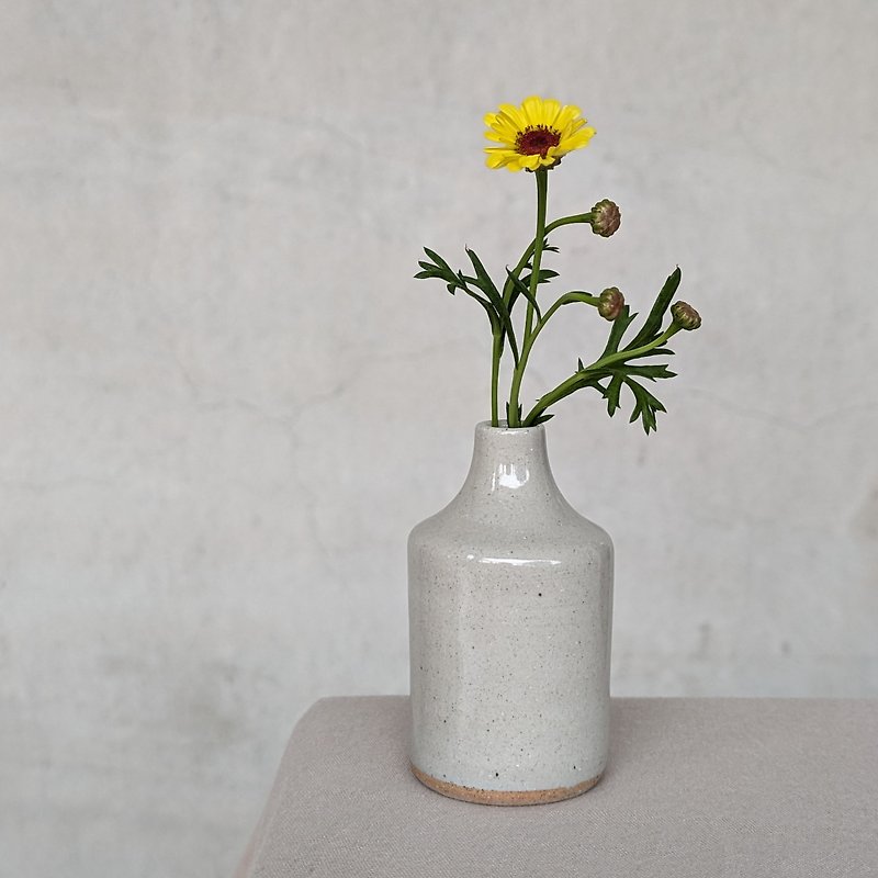 点点芝麻 缩口小花器 花瓶 - 花瓶/陶器 - 陶 灰色