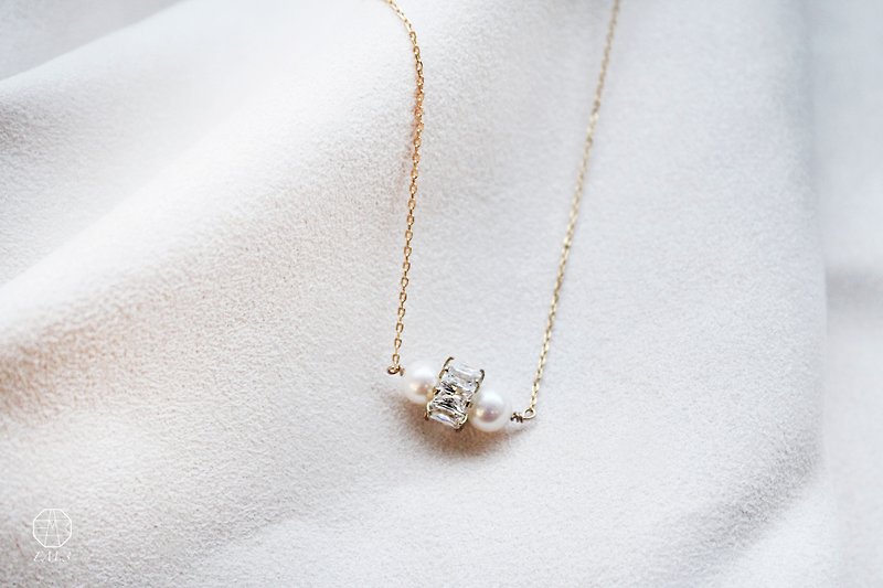 雪境 Pearl 珍珠锆石锁骨项链 - 项链 - 宝石 白色