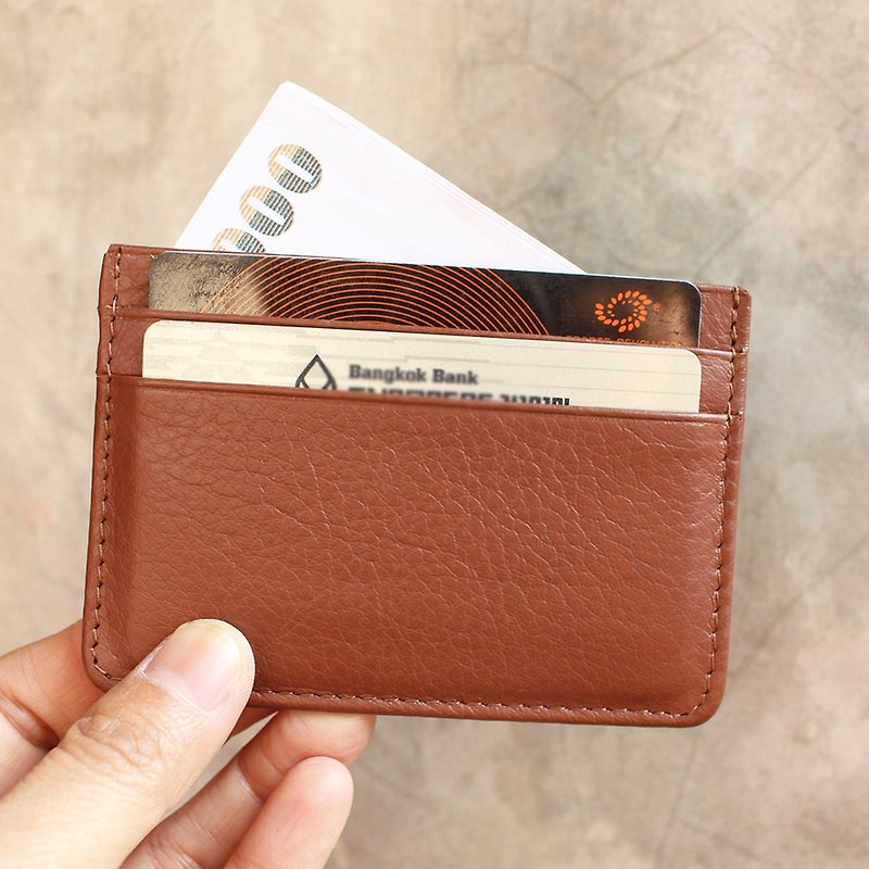 Wallet - Slim - Tan (Genuine Cow Leather)  Card case / 卡包 / 钱包 / 皮包 - 皮夹/钱包 - 真皮 咖啡色