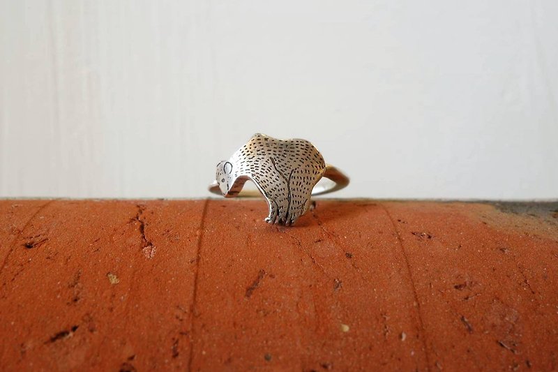 阿拉斯加棕熊戒 纯银 - 戒指 - 其他金属 