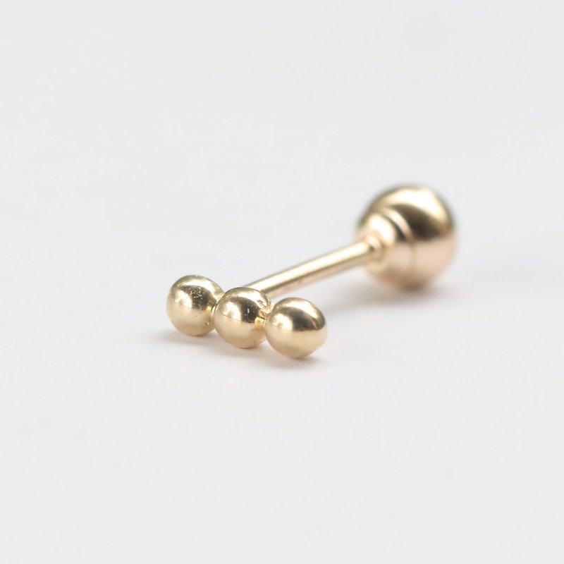 14K 三金球锁珠耳环 (单个) - 耳环/耳夹 - 贵金属 金色