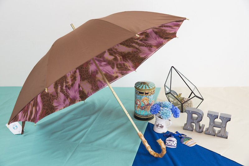 [限量] Rainbow House 手工丝巾伞-咖啡 (不寄送国外) - 雨伞/雨衣 - 防水材质 咖啡色