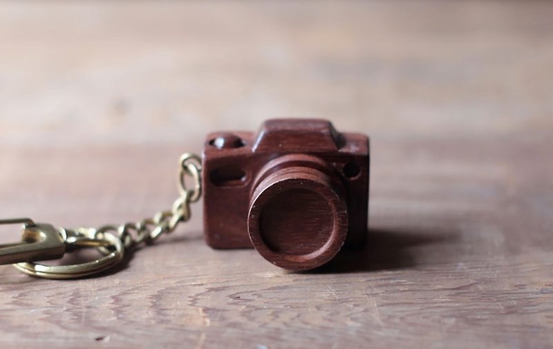 手工木制微型相机/ 钥匙圈 - 钥匙链/钥匙包 - 木头 咖啡色