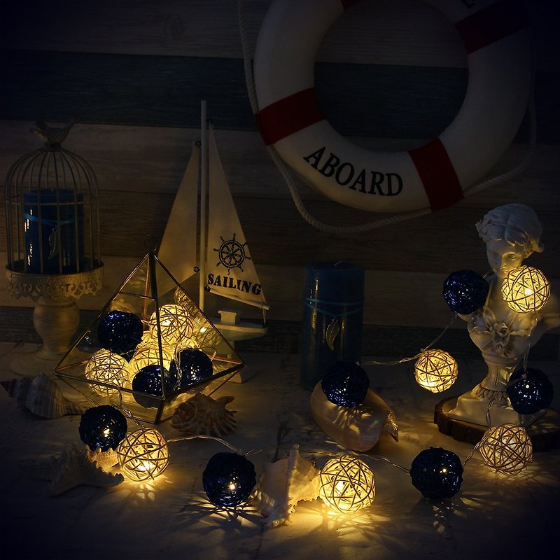 创意灯饰 藤球灯串 电池款 蓝色宝石 长度2M LED气氛灯 圣诞节 - 灯具/灯饰 - 竹 蓝色