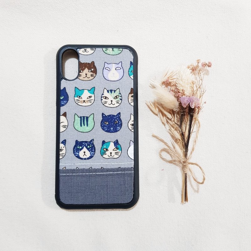 【小花猫-灰】Iphone X/XS 手机壳 最后一个 - 手机壳/手机套 - 棉．麻 灰色