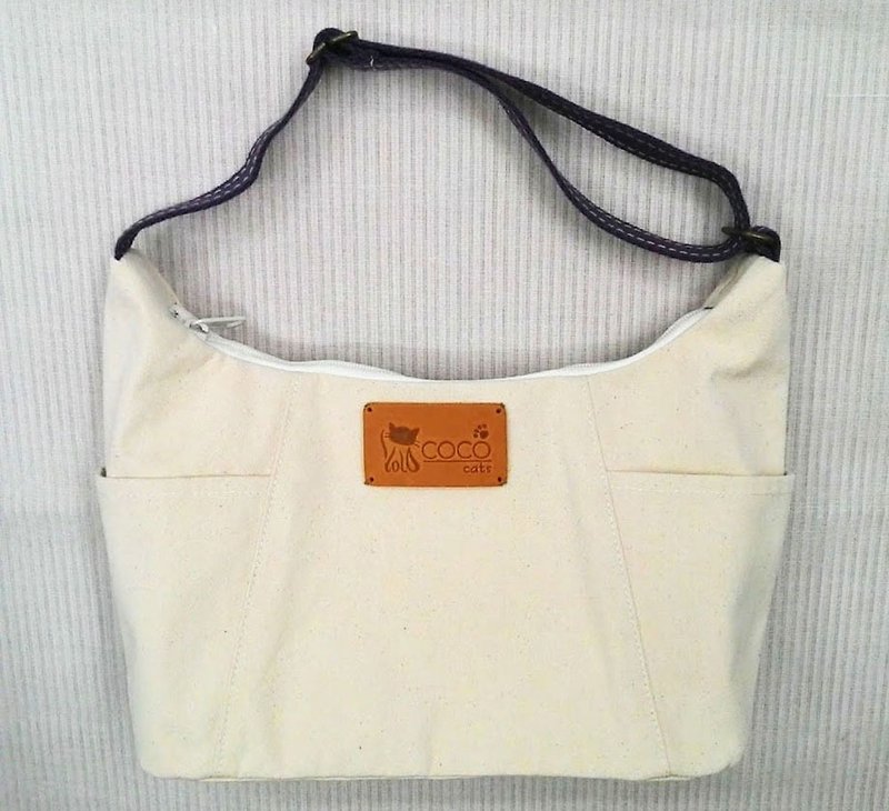 无印帆布肩背水饺包(印刷 蝶谷巴特 素材)SEL01 - 侧背包/斜挎包 - 棉．麻 