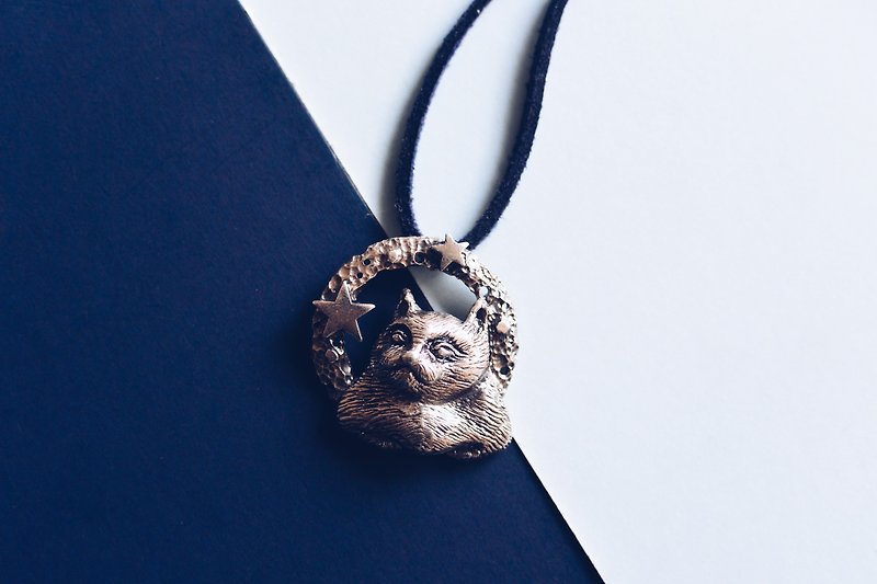 折手手喵星人-纯银项链 The Cat From Outer Space -925 Silver necklace - 项链 - 其他金属 银色
