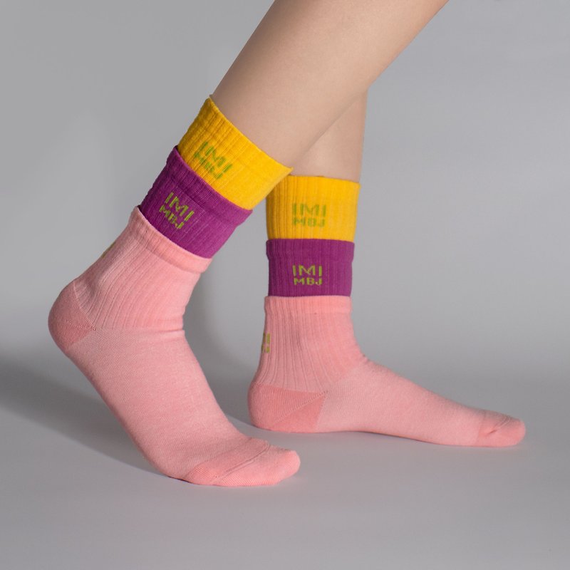 黄紫粉 三层袜 压力3/4袜 - 袜子 - 棉．麻 多色