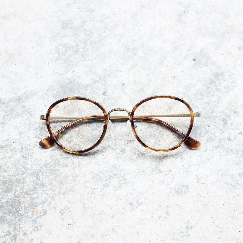 【目目商行】韩国钛金属中金 复古 眼镜 镜框 玳瑁 - 眼镜/眼镜框 - 其他金属 咖啡色