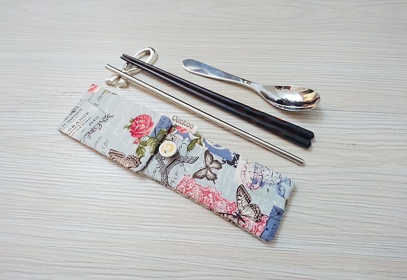环保餐具收纳袋 筷子袋 组合筷专用 双层筷袋 杂货英伦 - 餐刀/叉/匙组合 - 纸 