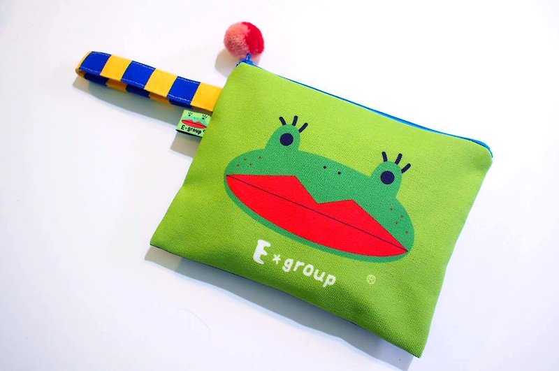 E*group 手提方块包 阿蛙 蓝绿  双面设计  收纳包 手提包 化妆包 - 手提包/手提袋 - 其他材质 绿色