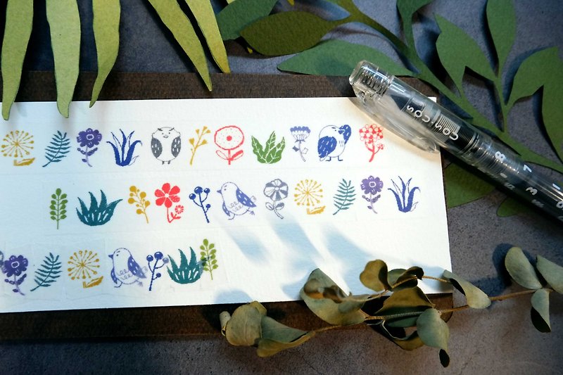 像素生活 植物系 日本和纸 宽版纸胶带 - 纸胶带 - 纸 绿色