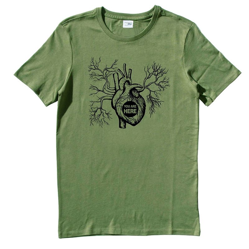 IN MY HEART 短袖T恤 军绿色 在我心里 平价 时尚 设计 自创 品牌 情侣 情人 - 男装上衣/T 恤 - 棉．麻 绿色